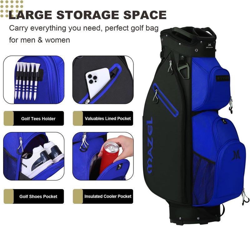 MAZEL Golf Cart Bag with 7-Way Full Length Dividers Top and 9 Pockets,Lightweight Golf Club Bag for Men & Women - Image 2